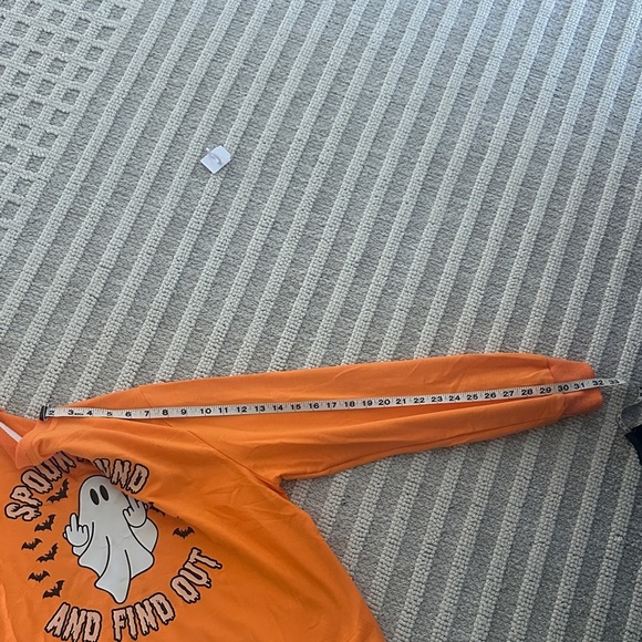 Orange Ghost Print Men's Sweater - Picture 3 of 5